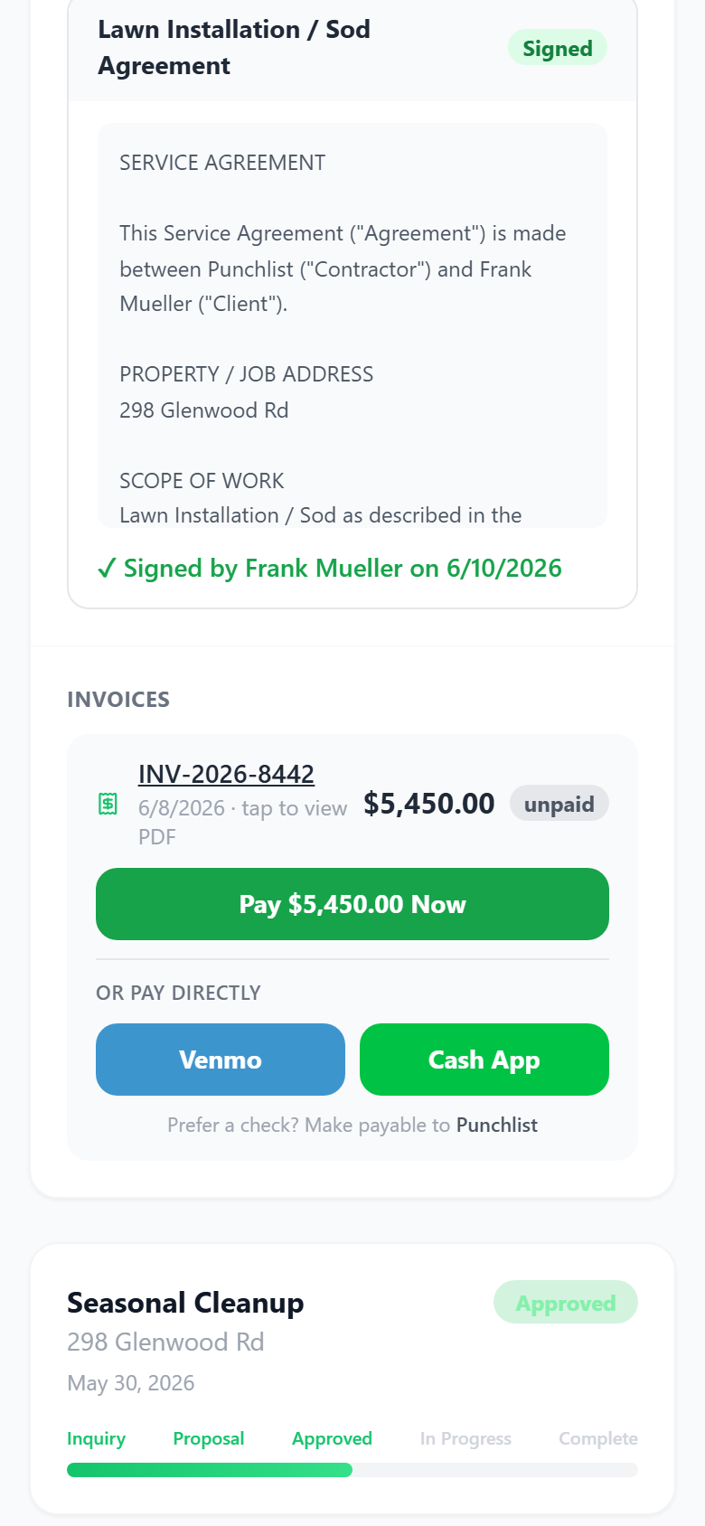 Branded client portal invoice paid